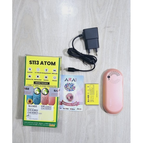 SANEE S113 Button Phone With Warranty Pink