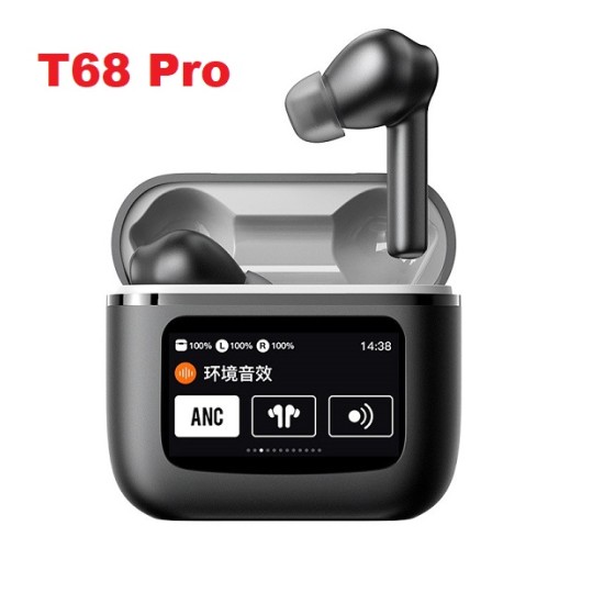 T68 Pro Bluetooth TWS Wireless Earbuds Headphone Touch Control LCD Display Noise Reduction