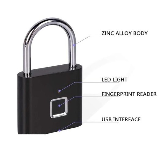 AR08 Fingerprint Lock 20 Finger Support Rechargable Waterproof 