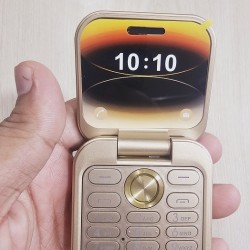 i17 Mini Flip Phone 2 SIM Gold