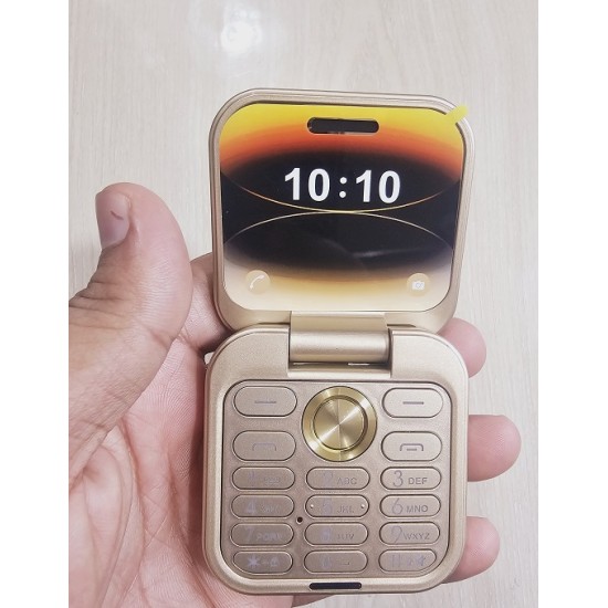 i17 Mini Flip Phone 2 SIM Gold