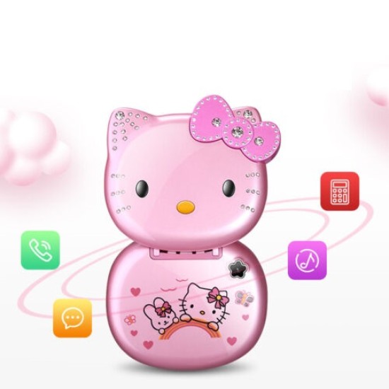 Hello Kitty K688 Plus Folding Mobile Phone Pink