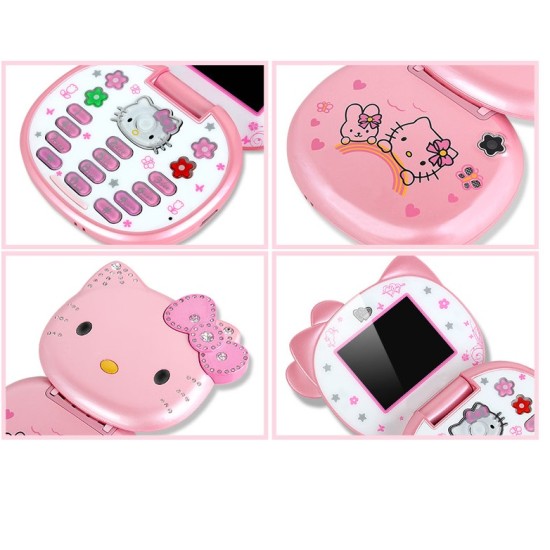 Hello Kitty K688 Plus Folding Mobile Phone Pink