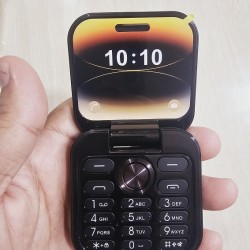 i17 Mini Flip Phone 2 SIM FM Radio Black