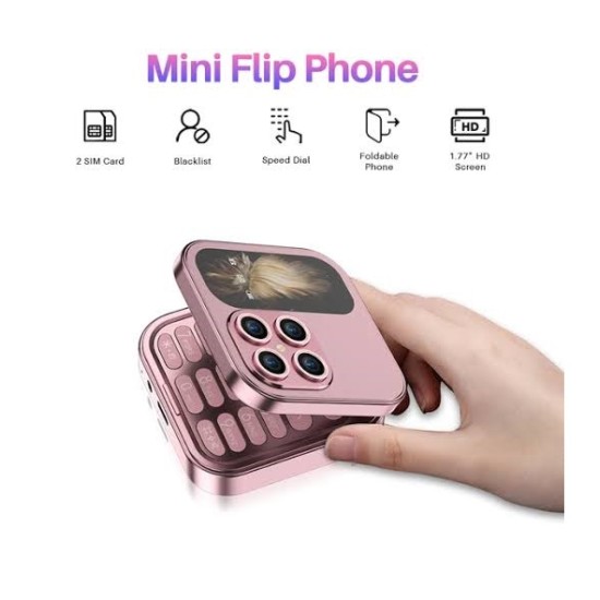 i17 Mini Flip Phone 2 SIM Rose Gold