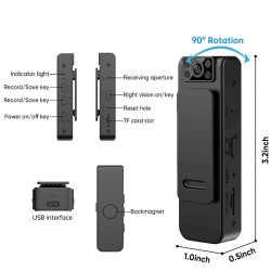 L8 Mini Clip Body Camera HD 1080P Night Vision