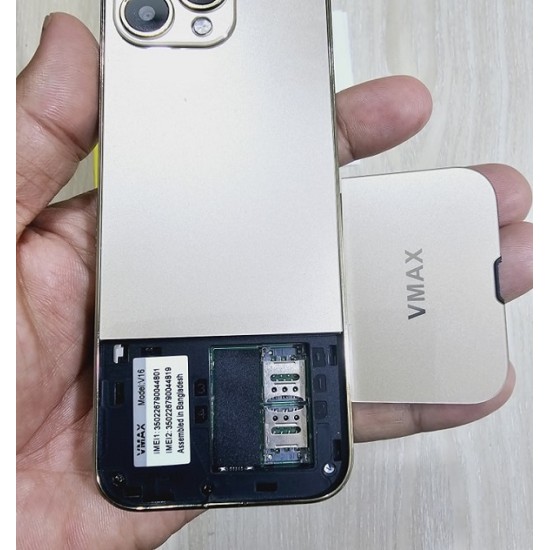 Vmax V16 Ultra Max Touch Button Phone Gold Warranty