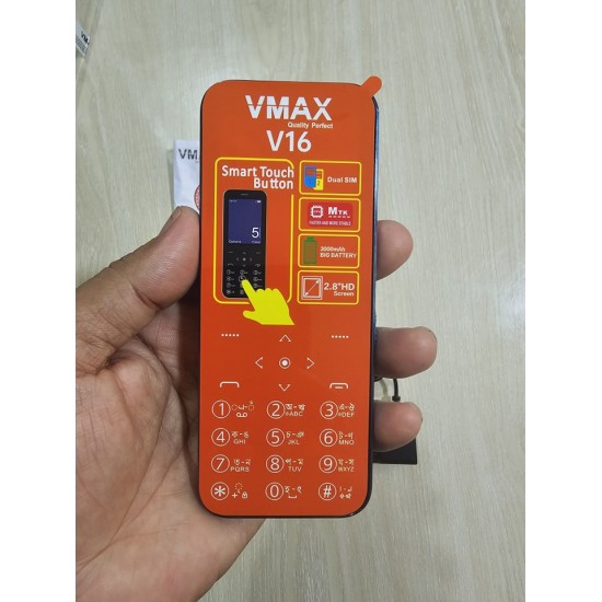 Vmax V16 Ultra Max Touch Button Phone Dual Sim Warranty Blue