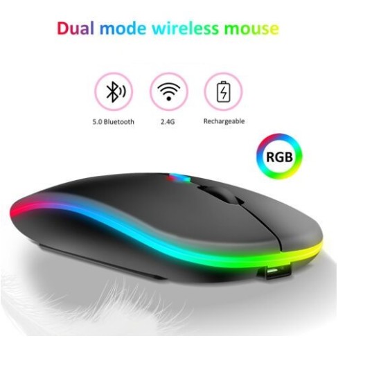 Dual Mode Wireless Bluetooth Mouse Rechargeable RGB