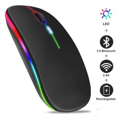 Dual Mode Wireless Bluetooth Mouse Rechargeable RGB