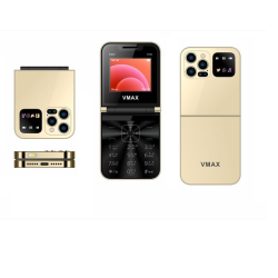 Vmax V18 Foldable Phone Dual Sim With Cover Warranty Gold