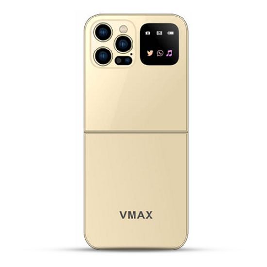 Vmax V18 Foldable Phone Dual Sim With Cover Warranty Gold