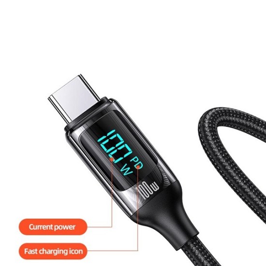 100W LED Display PD Fast Charging Cable Housing Nylon Cable