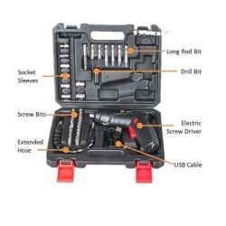 47pc Cordless Electric Screwdriver Rechargeable Lithium Battery Mini Drill