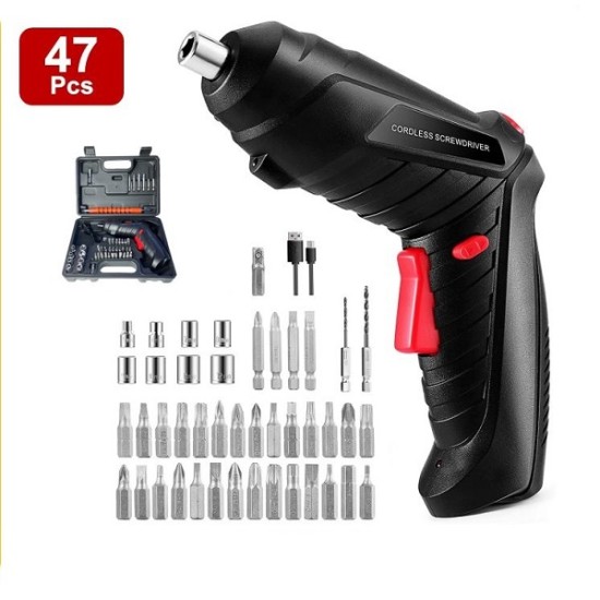 47pc Cordless Electric Screwdriver Rechargeable Lithium Battery Mini Drill