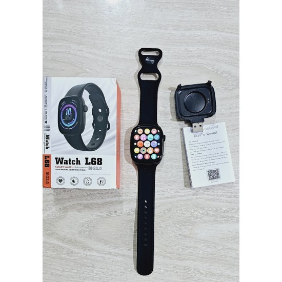 L68 Smart Watch HD Color 2.0 inch Display Bluetooth Call Game Black