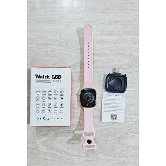 L68 Smart Watch HD Color 2.0 inch Display Bluetooth Call Game Pink