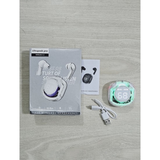 AR58 TWS Wireless Bluetooth Headphone LED Display Transparent