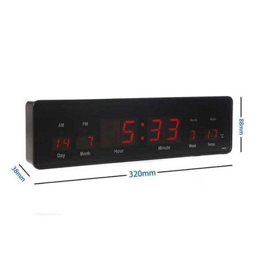 Electric Digital Wall Clock JH808 LED Display Temperature Calendar