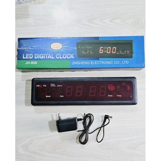 Electric Digital Wall Clock JH808 LED Display Temperature Calendar