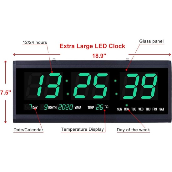 Electric 18.9 inch Digital Wall Clock TT-4800 LED Display 