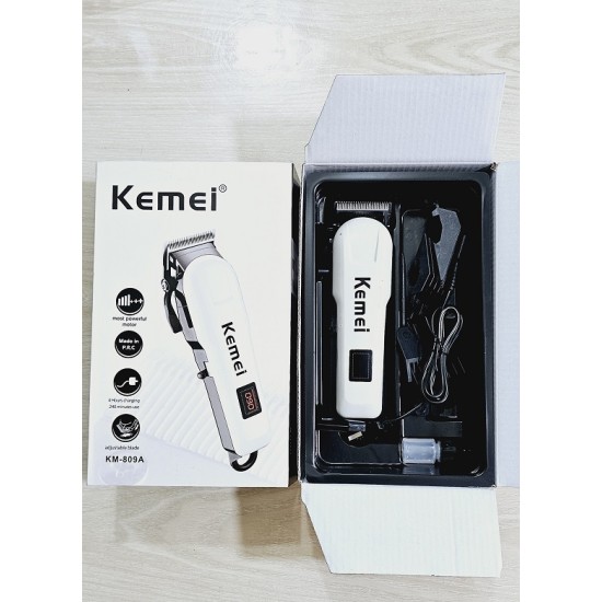 Kemei KM-809A Rechargeable Professional Hair Clipper Trimmer With Display