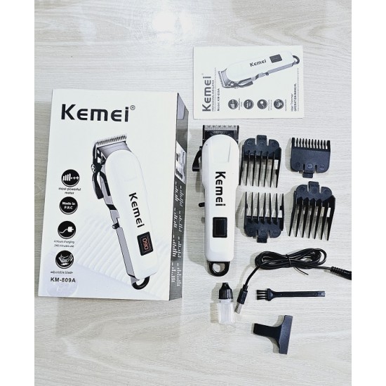 Kemei KM-809A Rechargeable Professional Hair Clipper Trimmer With Display