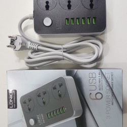 LDNIO 6 USB Ports And 3 Power Socket Extension Multiplug