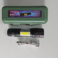 AR245 Mini Zoom Torch Light Flashlight Rechargeable USB Torch COB With Pen Clip