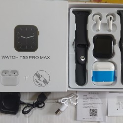 T55 Pro Max Smartwatch Free Bluetooth Dual Belt Calling Option 45MM - Black 