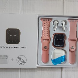 T55 Pro Max Smartwatch Free Bluetooth Dual Belt Calling Option 45MM - Gold