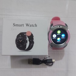 V8 Smart Watch Touch Screen Single Sim with Camera Call SMS - Pink