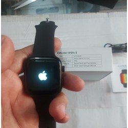 W26 Plus Smart Watch Waterproof with Apple Logo - Black 