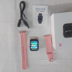 W26 Plus Smart Watch With Apple Logo Waterproof Calling Option - pink