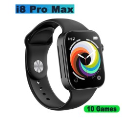 i8 Pro Max Smartwatch 1.75 inch Waterproof 10 Mini Games Calling Option - Black