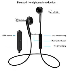 S6 Bluetooth V4.0 Headset Wireless Headphone - BLACK